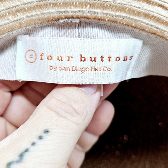 FOUR BUTTONS | wide brim woven paper floppy sun hat - Picture 7 of 9